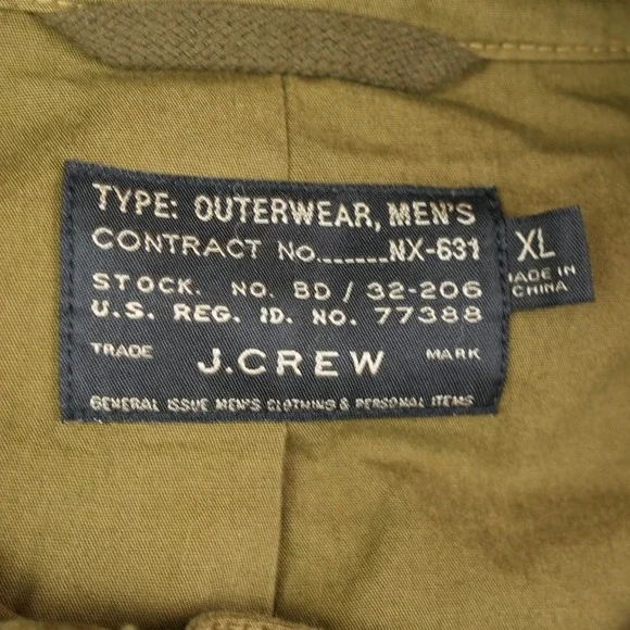 J. Crew M-65 Style Military Field Jacket in OD Green w/ built-in hood. - Picture 12 of 13